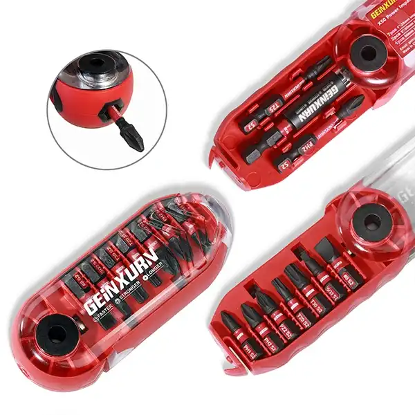 10PCS  X50 Power Mixed Impact Driver Bit with Bit Holder Rainbow Box Set-Red